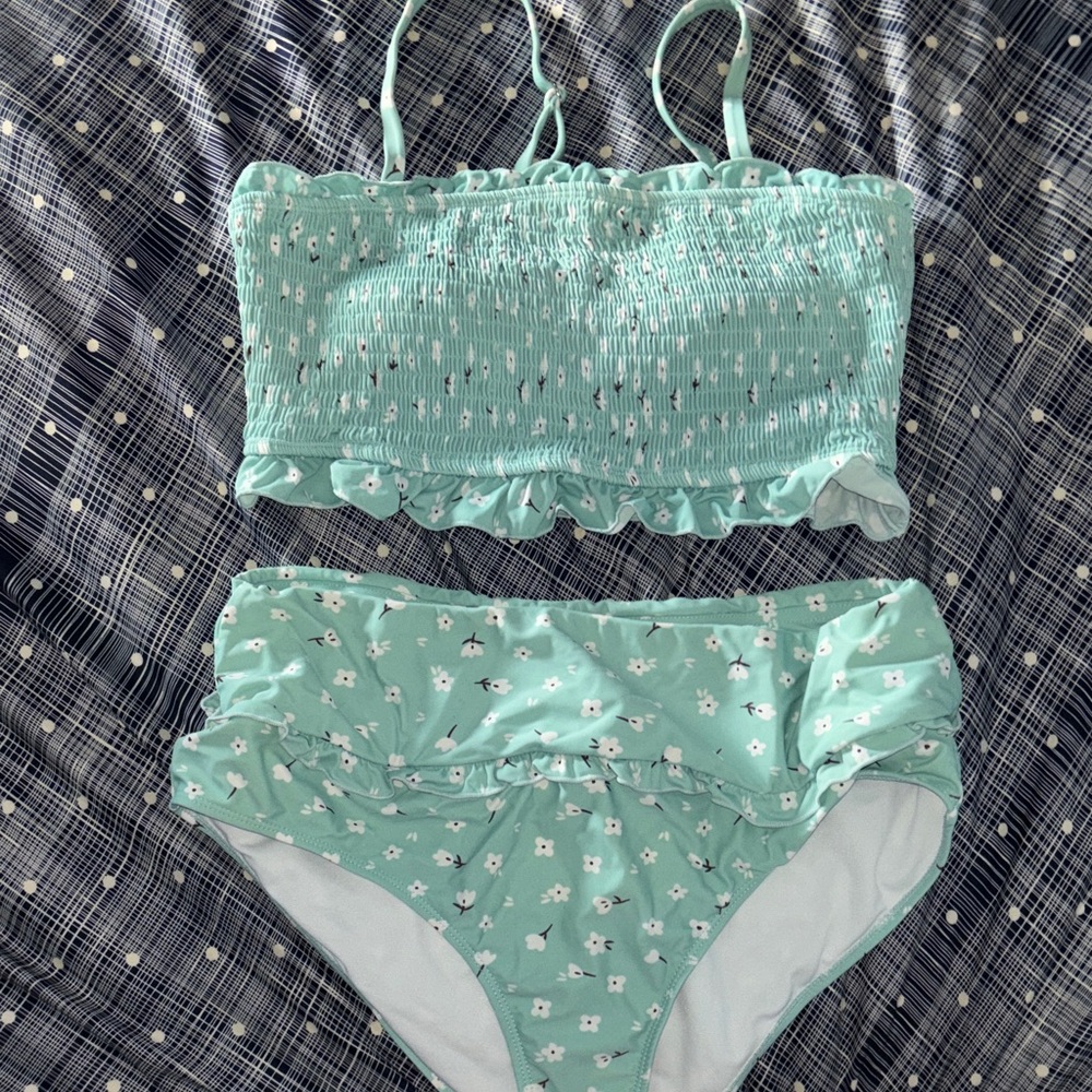 Mint Green Ruffled Bikini Set